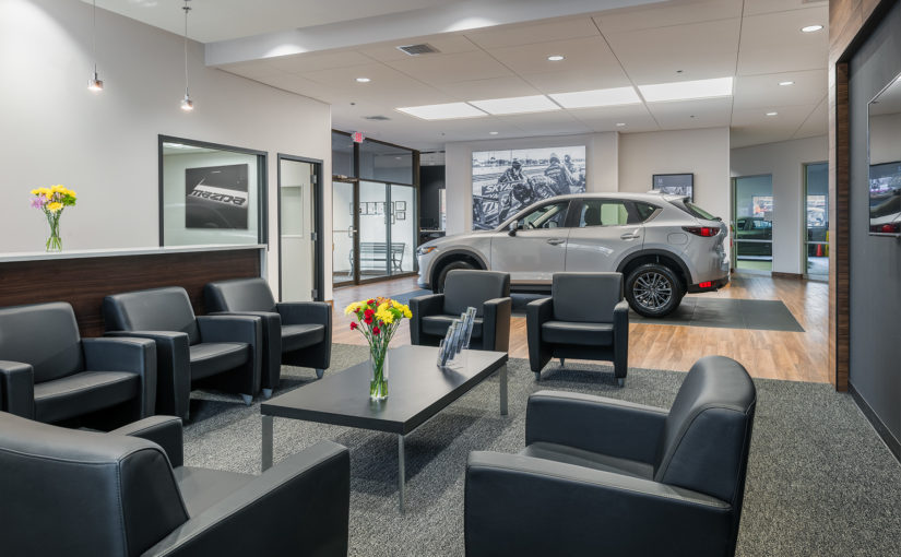 example of an open floor plan at an auto dealership