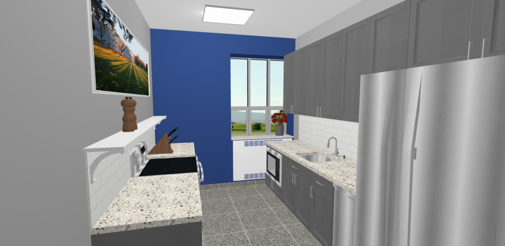 3D rendering of a modern kitchen