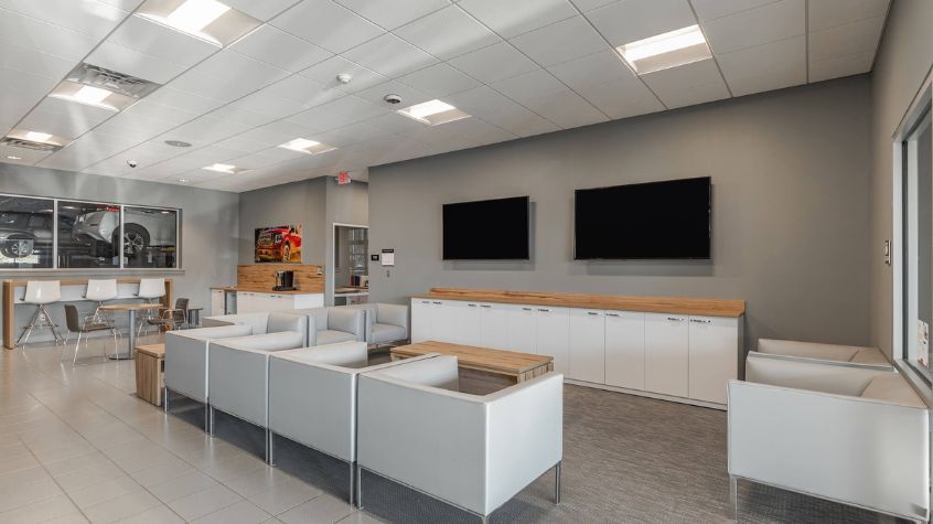Car dealership customer lounge design