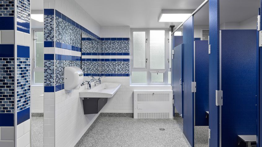 Dorm bathroom after college renovation project