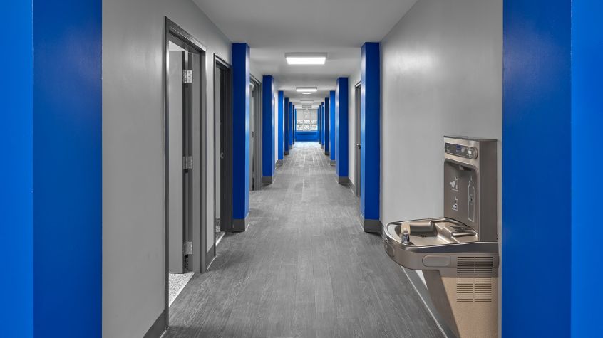 Dorm hallway after university construction