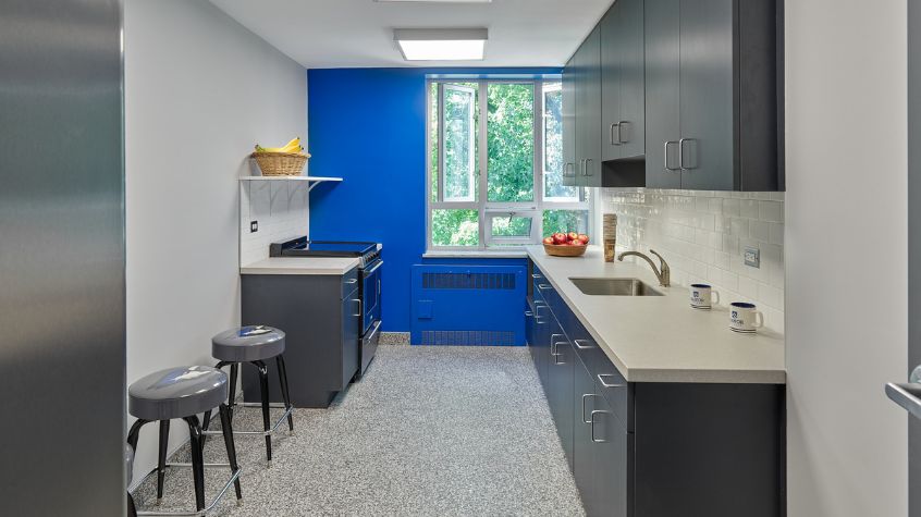 Renovated college dorm kitchenet