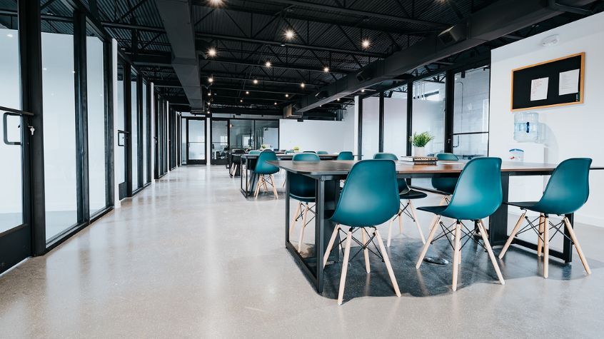 Commercial construction in Pennsylvania for a modern coworking space at Blu Bear Media Studio